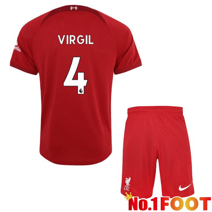 FC Liverpool (VIRGIL 4) Jersey Home Kids Red 2022/2023