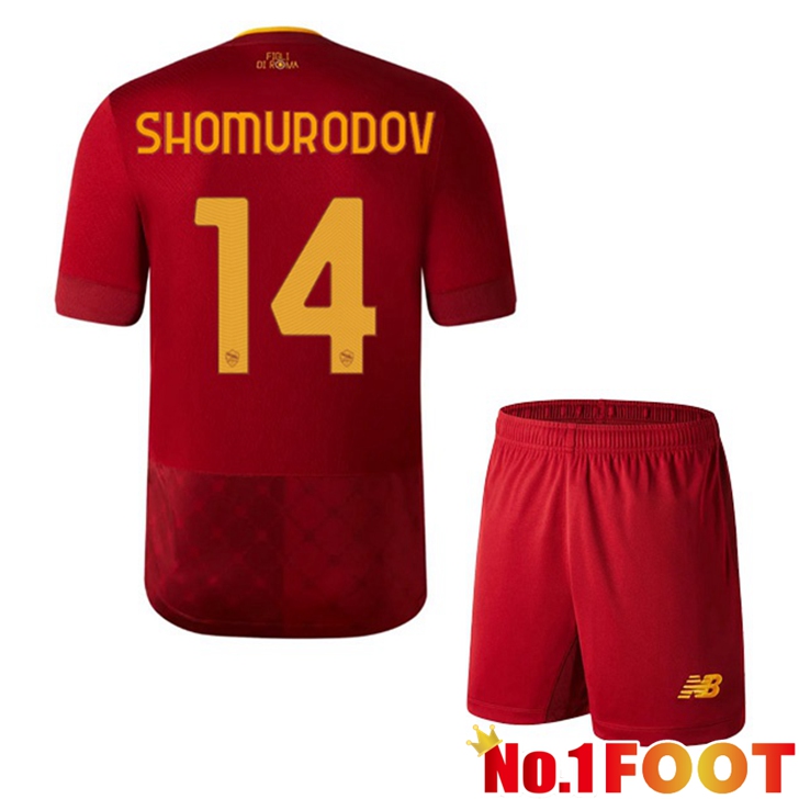 AS Roma (SHOMURODOV 14) Jersey Home Kids Red 2022/2023