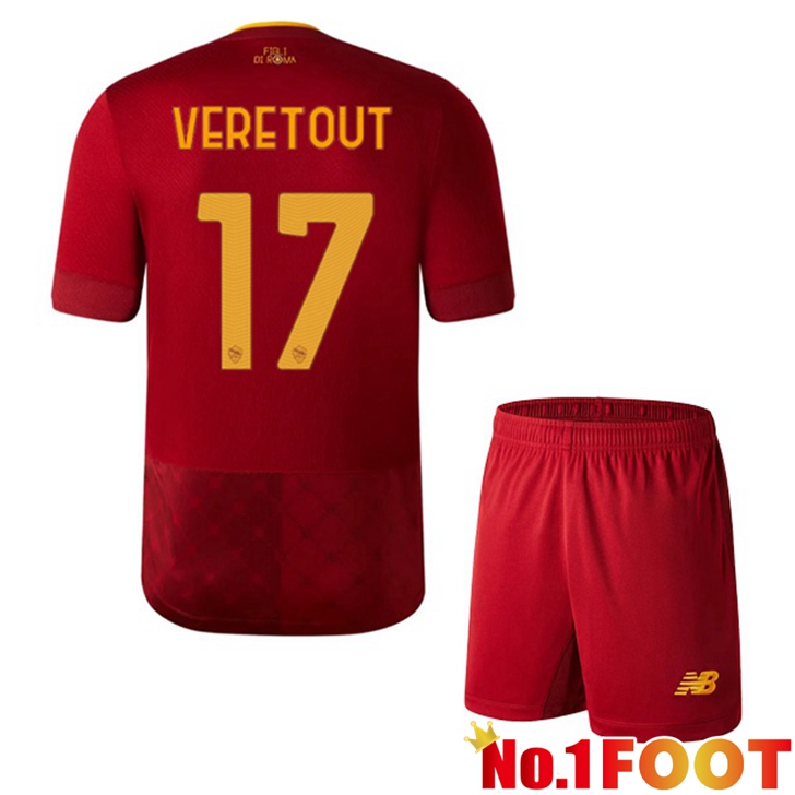 AS Roma (VERETOUT 17) Jersey Home Kids Red 2022/2023