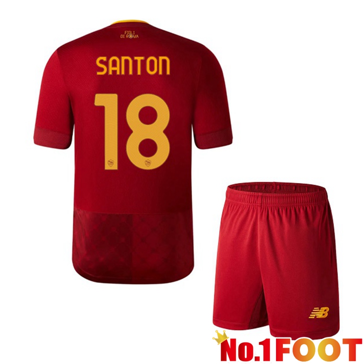 AS Roma (SANTON 18) Jersey Home Kids Red 2022/2023