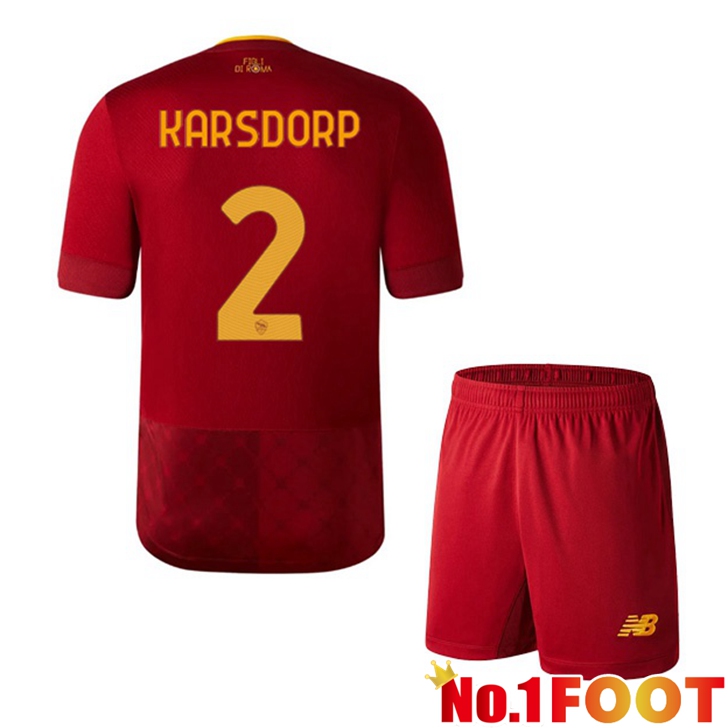 AS Roma (KARSDORP 2) Jersey Home Kids Red 2022/2023