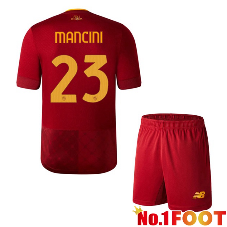 AS Roma (MANCINI 23) Jersey Home Kids Red 2022/2023