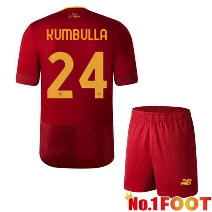 AS Roma (KUMBULLA 24) Jersey Home Kids Red 2022/2023