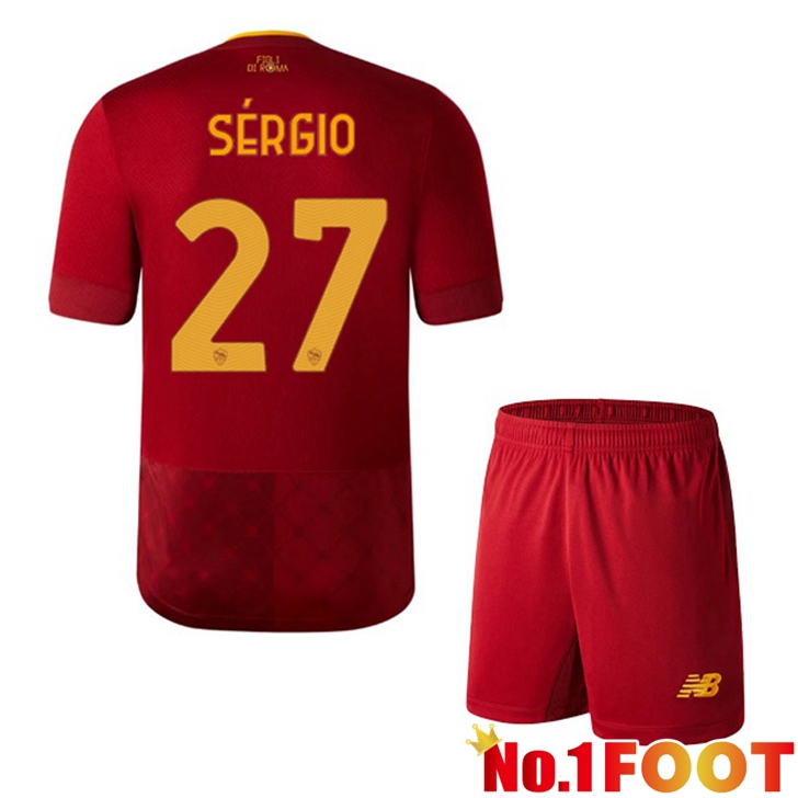 AS Roma (SÉRGIO 27) Jersey Home Kids Red 2022/2023