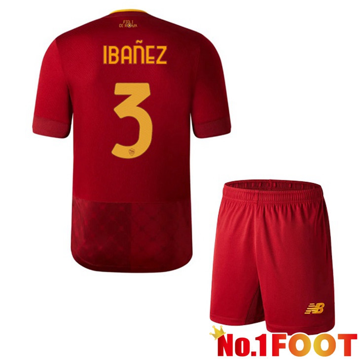 AS Roma (IBAÑEZ 3) Jersey Home Kids Red 2022/2023