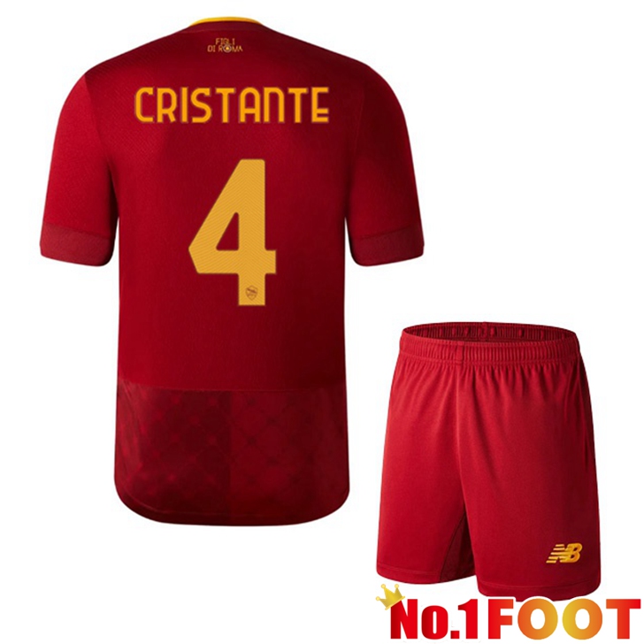 AS Roma (CRISTANTE 4) Jersey Home Kids Red 2022/2023