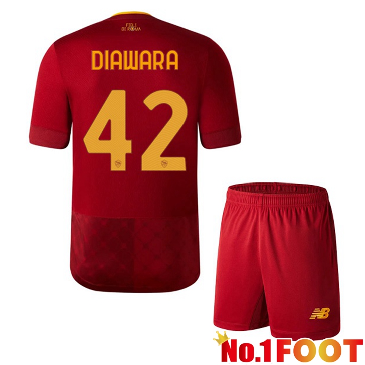 AS Roma (DIAWARA 42) Jersey Home Kids Red 2022/2023