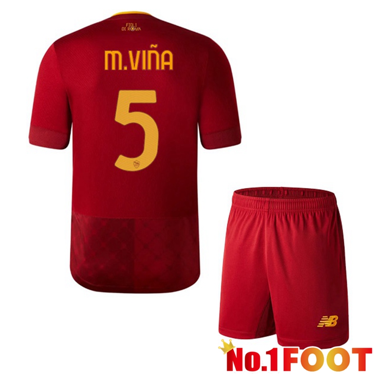 AS Roma (M.VIÑA 5) Jersey Home Kids Red 2022/2023