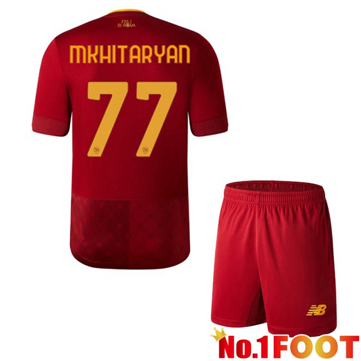 AS Roma (MKHITARYAN 77) Jersey Home Kids Red 2022/2023