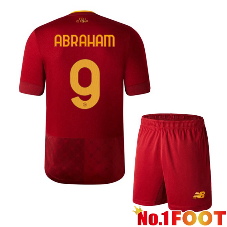 AS Roma (ABRAHAM 9) Jersey Home Kids Red 2022/2023