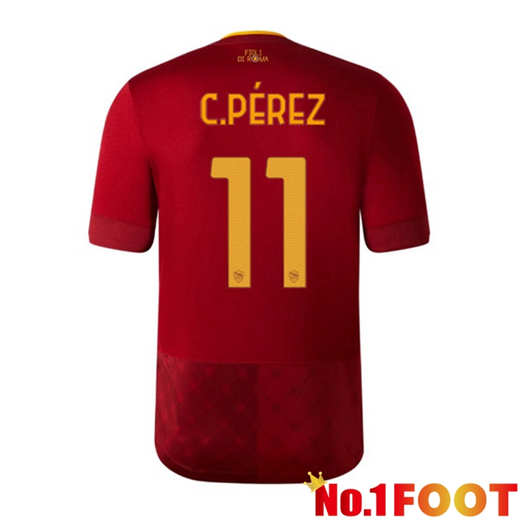 AS Roma (C.PÉREZ 11) Jersey Home Red 2022/2023