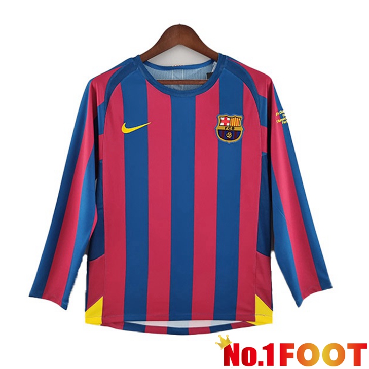 FC Barcelona Jersey Home Retro Long Sleeve Red Blue 2005-2006