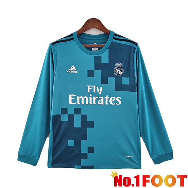 Real Madrid Retro Jersey Third Long Sleeve Blue 2017-2018