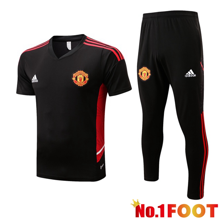 Manchester United Training T Shirt + Pants Black 2022/2023