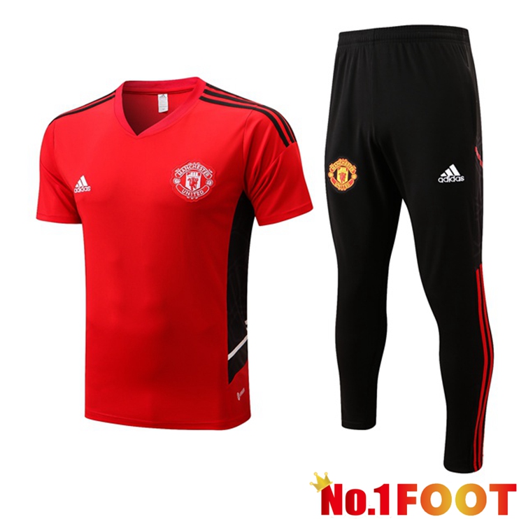 Manchester United Training T Shirt + Pants Red 2022/2023