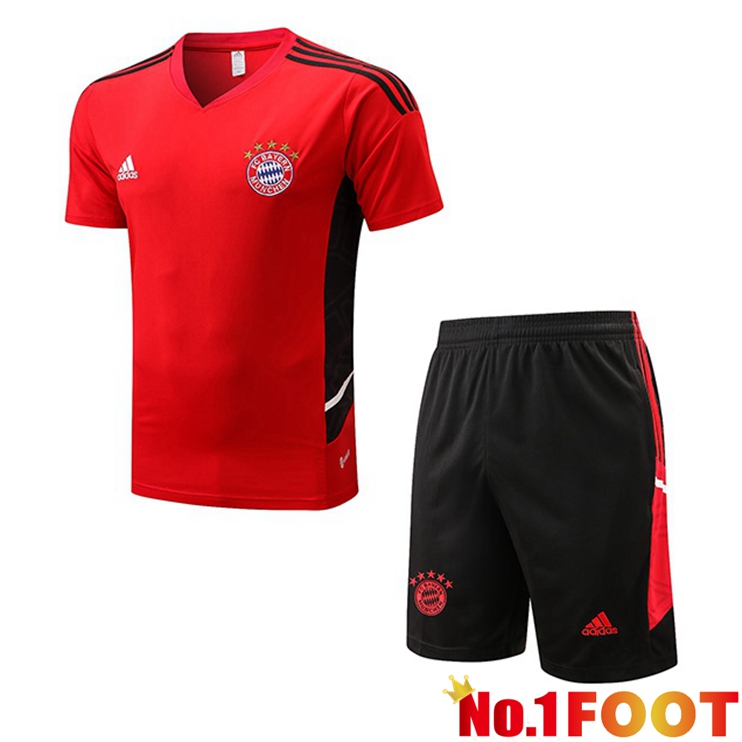 Bayern Munich Training T Shirt + Shorts Red 2022/2023