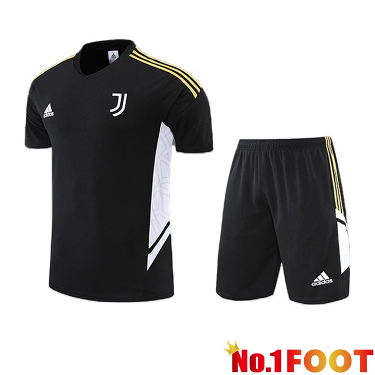 Juventus Training T Shirt + Shorts Black 2022/2023