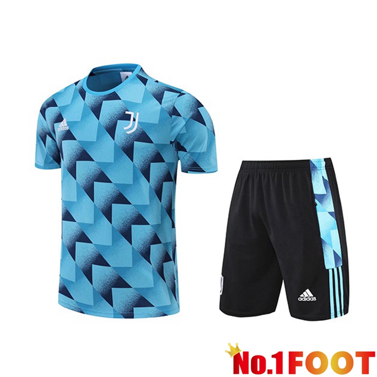 Juventus Training T Shirt + Shorts Blue 2022/2023