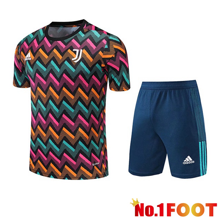 Juventus Training T Shirt + Shorts Green Purple 2022/2023