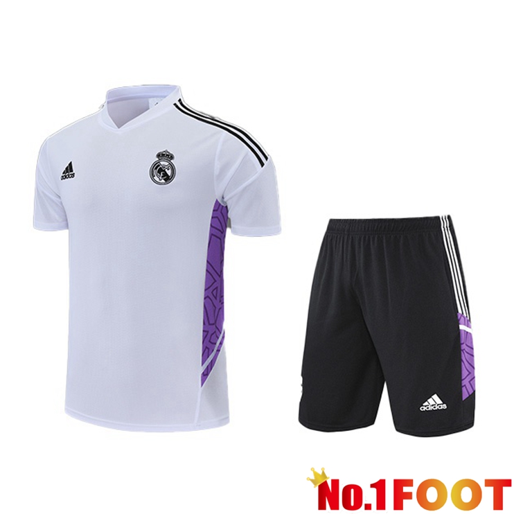 Real Madrid Training T Shirt + Shorts White 2022/2023