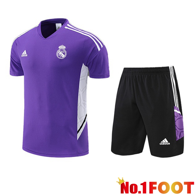 Real Madrid Training T Shirt + Shorts Purple 2022/2023