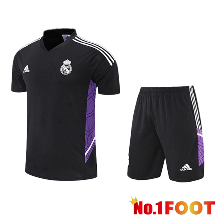 Real Madrid Training T Shirt + Shorts Black 2022/2023