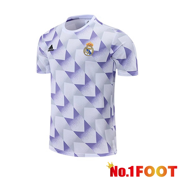 Real Madrid Training T Shirt White Purple 2022/2023