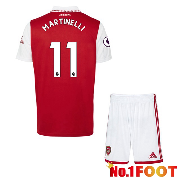 Arsenal (MARTINELLI 11) Jersey Kids Home Red White 2022/2023