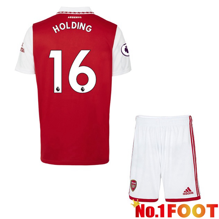 Arsenal (HOLDING 16) Jersey Kids Home Red White 2022/2023