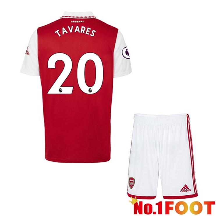 Arsenal (TAVARES 20) Jersey Kids Home Red White 2022/2023