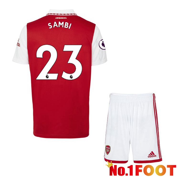 Arsenal (SAMBI 23) Jersey Kids Home Red White 2022/2023