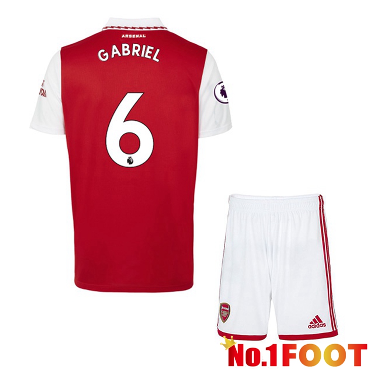 Arsenal (GABRIEL 6) Jersey Kids Home Red White 2022/2023