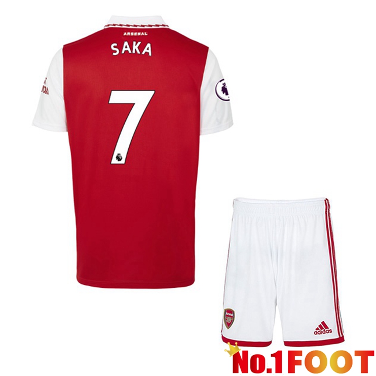 Arsenal (SAKA 7) Jersey Kids Home Red White 2022/2023