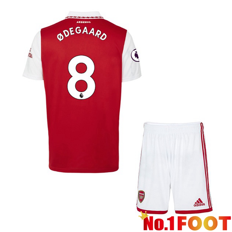 Arsenal (ØDEGAARD 8) Jersey Kids Home Red White 2022/2023