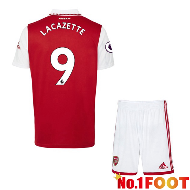 Arsenal (LACAZETTE 9) Jersey Kids Home Red White 2022/2023