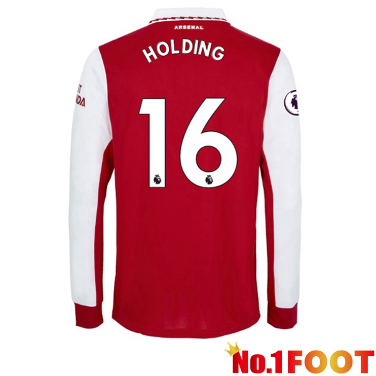 Arsenal (HOLDING 16) Jersey Home Long Sleeve Red White 2022/2023