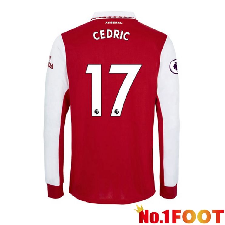 Arsenal (CEDRIC 17) Jersey Home Long Sleeve Red White 2022/2023