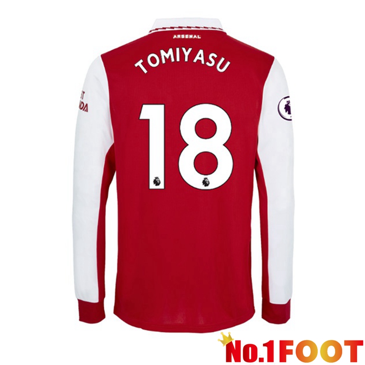 Arsenal (TOMIYASU 18) Jersey Home Long Sleeve Red White 2022/2023