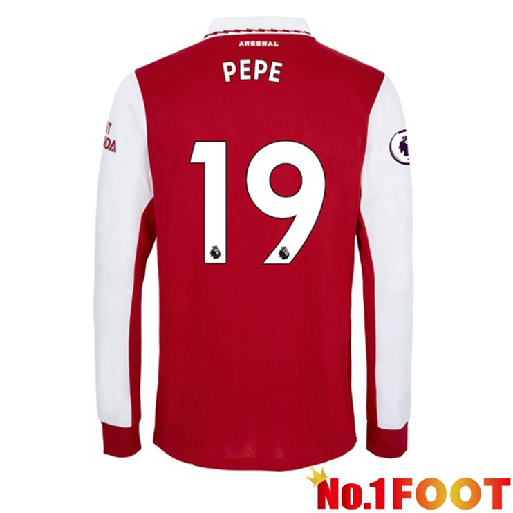 Arsenal (PEPE 19) Jersey Home Long Sleeve Red White 2022/2023