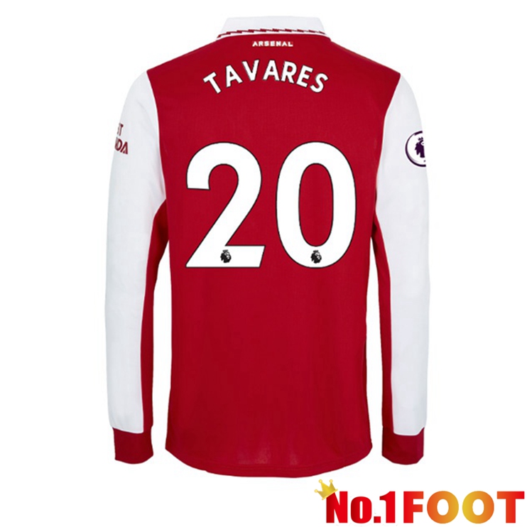 Arsenal (TAVARES 20) Jersey Home Long Sleeve Red White 2022/2023