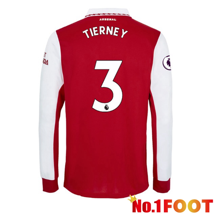 Arsenal (TIERNEY 3) Jersey Home Long Sleeve Red White 2022/2023