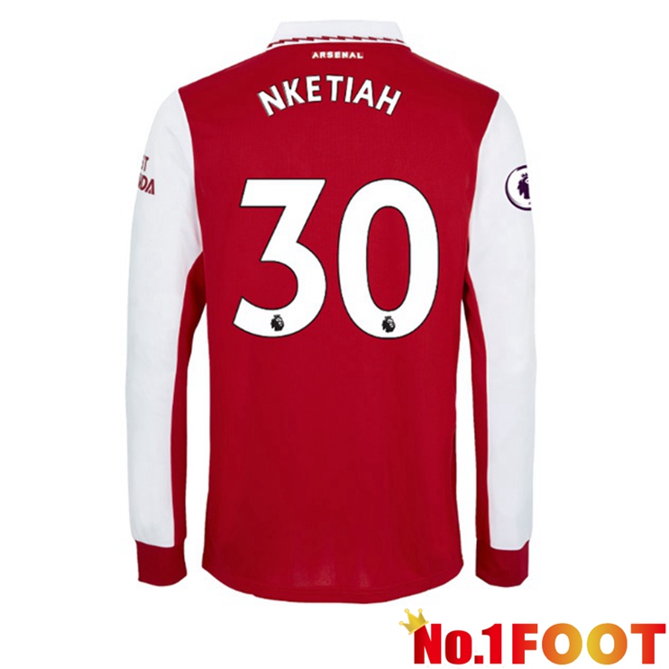 Arsenal (NKETIAH 30) Jersey Home Long Sleeve Red White 2022/2023