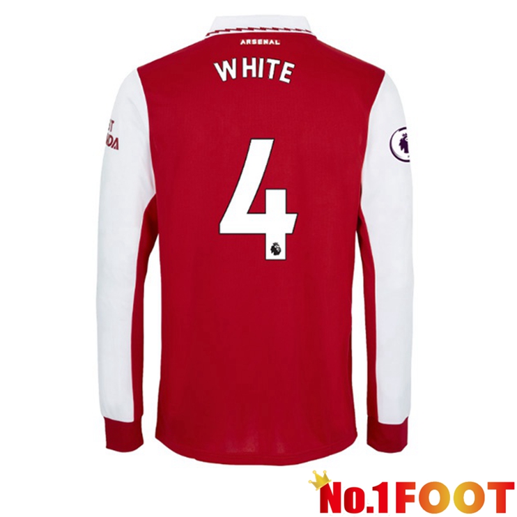 Arsenal (WHITE 4) Jersey Home Long Sleeve Red White 2022/2023