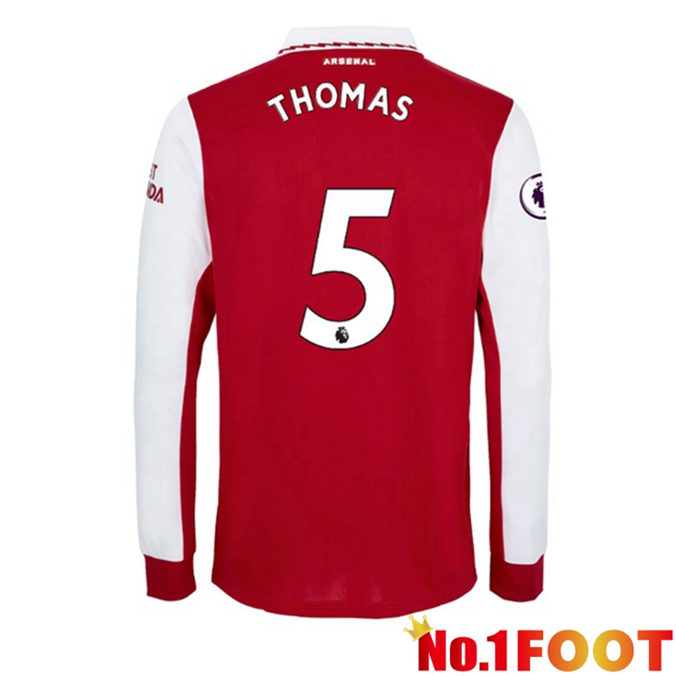 Arsenal (THOMAS 5) Jersey Home Long Sleeve Red White 2022/2023