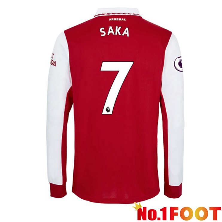 Arsenal (SAKA 7) Jersey Home Long Sleeve Red White 2022/2023