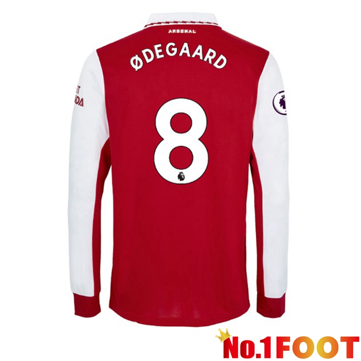 Arsenal (ØDEGAARD 8) Jersey Home Long Sleeve Red White 2022/2023