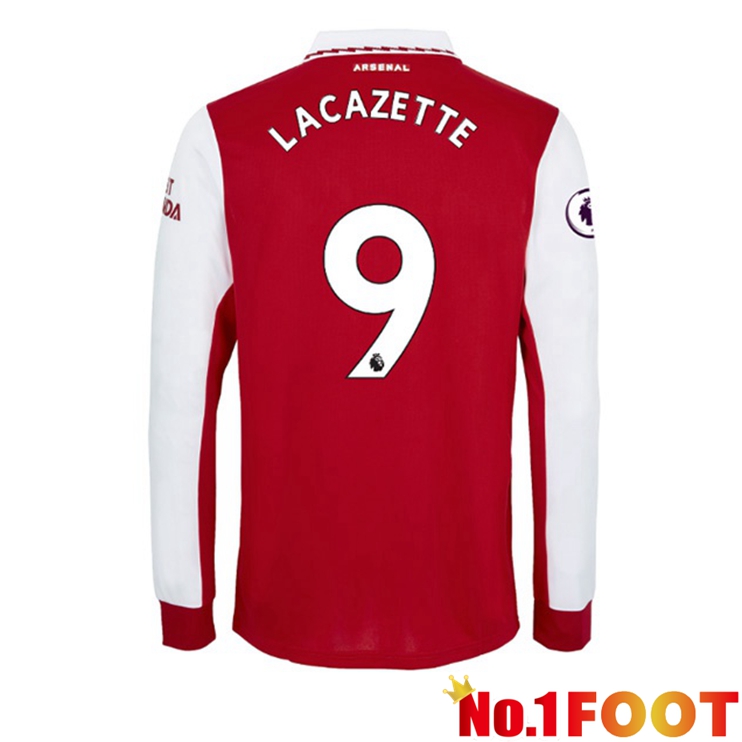 Arsenal (LACAZETTE 9) Jersey Home Long Sleeve Red White 2022/2023