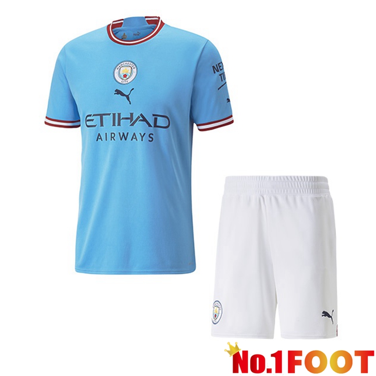 Manchester City Jersey Kids Home Blue 2022/2023