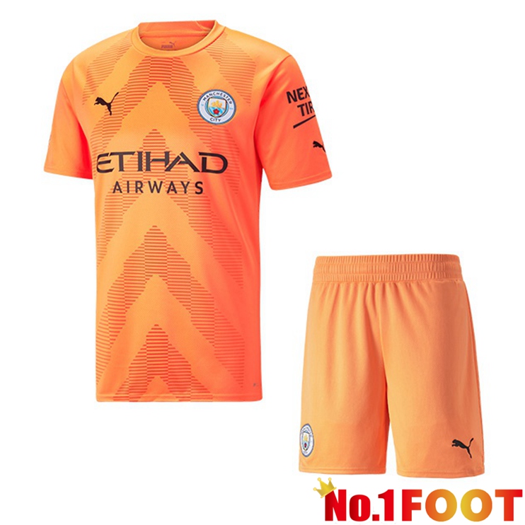 Manchester City Jersey Kids Goalkeeper Orange 2022/2023