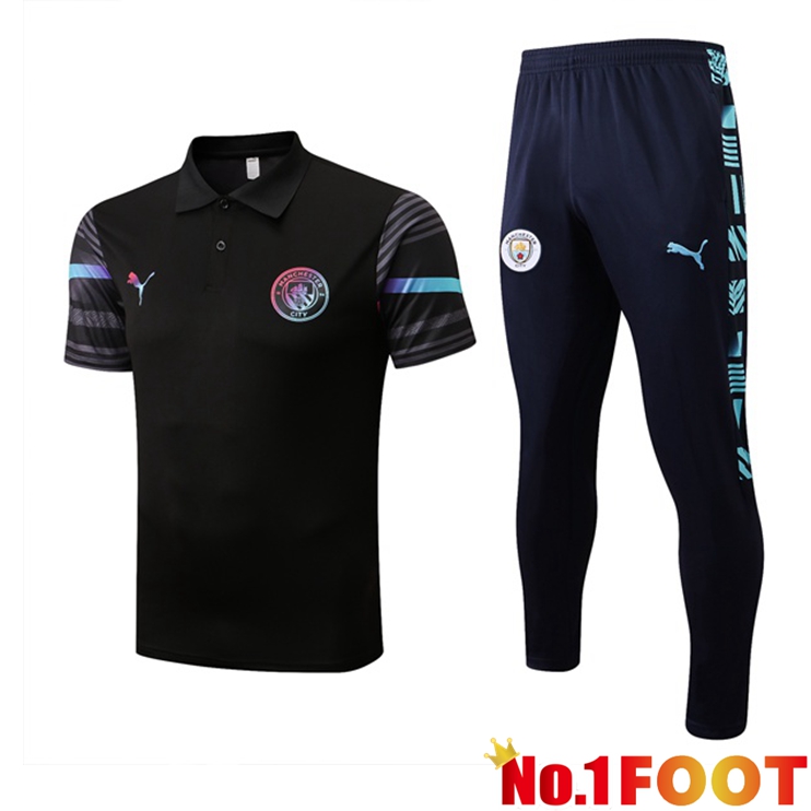 Manchester City polo shirt + Pants Black 2022/2023